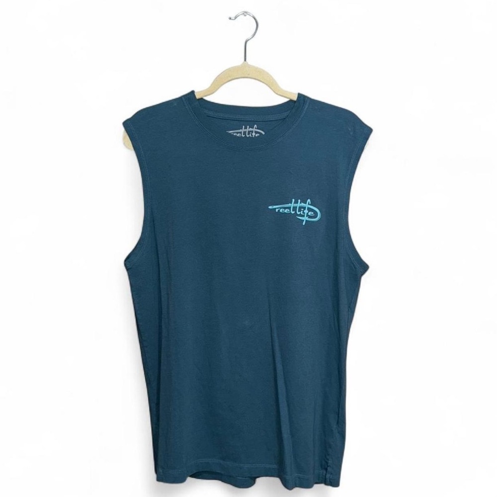 NWT Reel Life Men’s Raised on the Water Teal Tank Top Size Medium